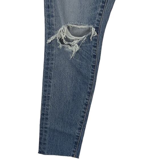 MOUSSY VISALIA DISTRESSED TAPERED BUTTON FLY JEANS IN BLUE NWT WOMEN'S SIZE 24 - Picture 9 of 16